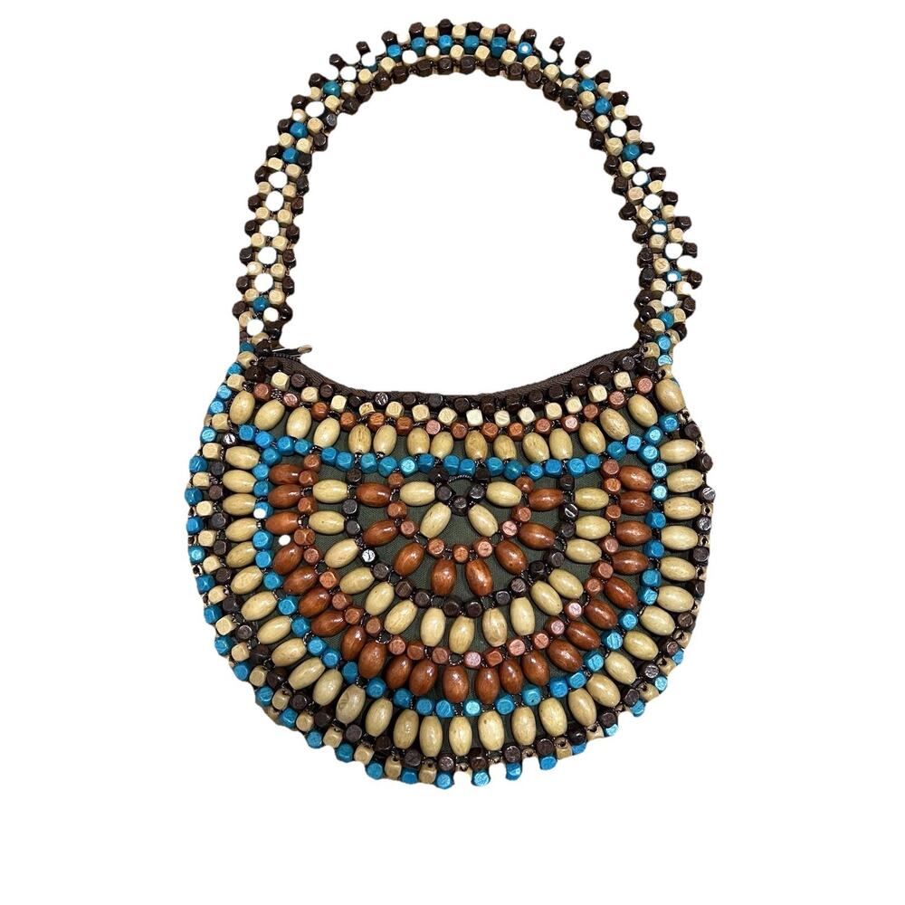 Small Wooden Bead Handbag Boho Unique‎ Shoulder Tribal